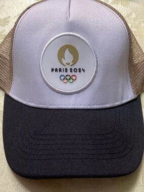 Aris Paris 2024 Mesh Trucker Hat in Cream and Gold